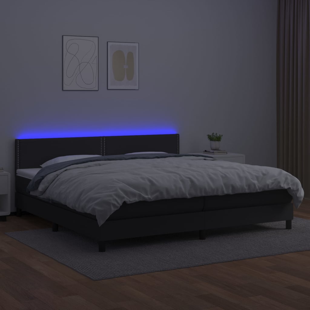 Sommier à lattes de lit avec matelas et LED Noir 200x200 cm - XIOS