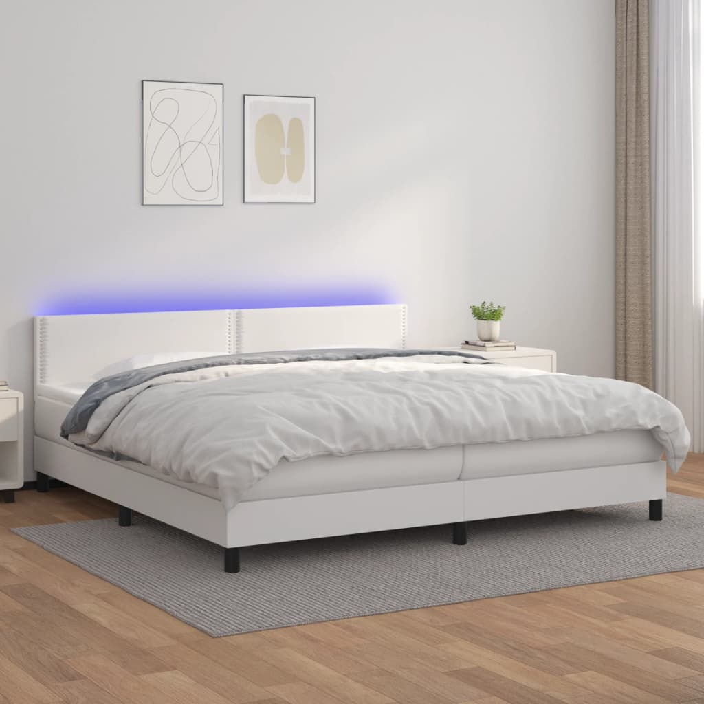 Sommier à lattes de lit avec matelas et LED Blanc 200x200 cm - XIOS