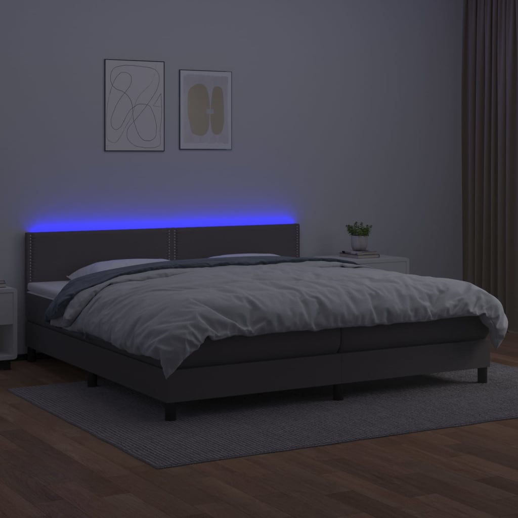 Sommier à lattes de lit avec matelas et LED Gris 200x200 cm - XIOS