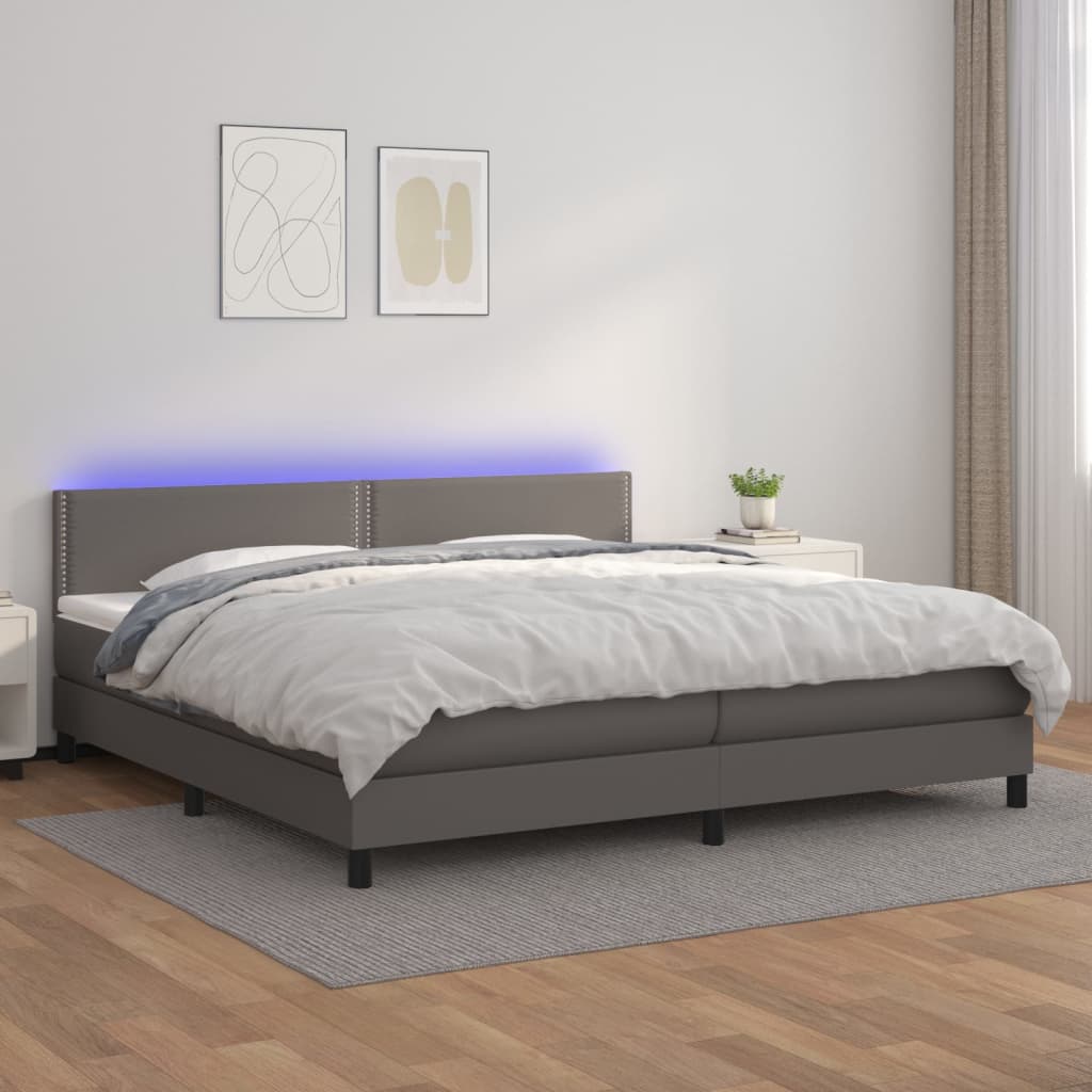 Sommier à lattes de lit avec matelas et LED Gris 200x200 cm - XIOS