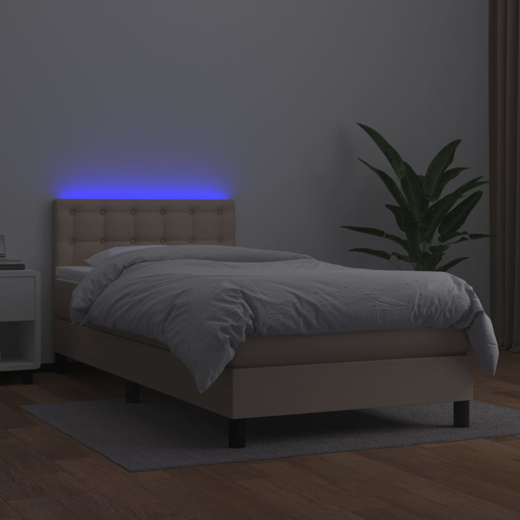 Sommier à lattes de lit avec matelas et LED Cappuccino 90x190cm - XIOS