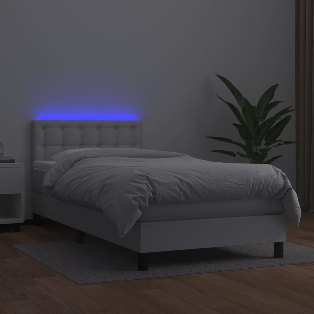 Sommier à lattes de lit avec matelas et LED Blanc 100x200 cm - XIOS