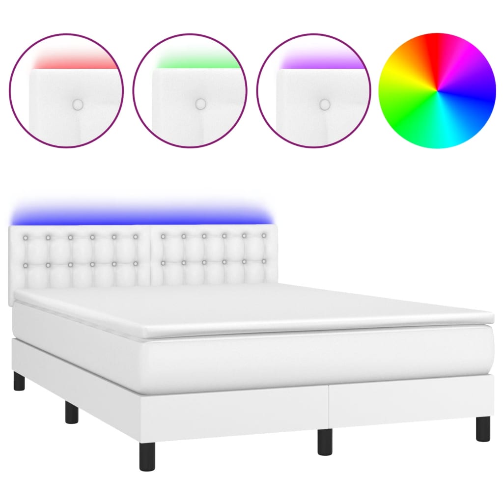 Sommier à lattes de lit avec matelas et LED Blanc 140x190 cm - XIOS