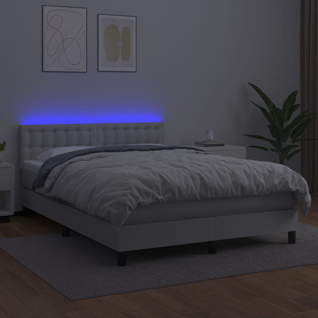 Sommier à lattes de lit avec matelas et LED Blanc 140x190 cm - XIOS