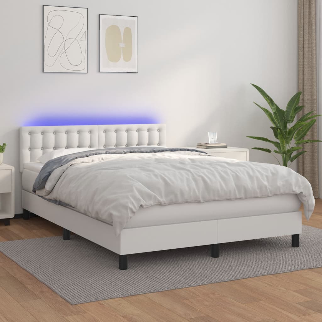 Sommier à lattes de lit avec matelas et LED Blanc 140x190 cm - XIOS