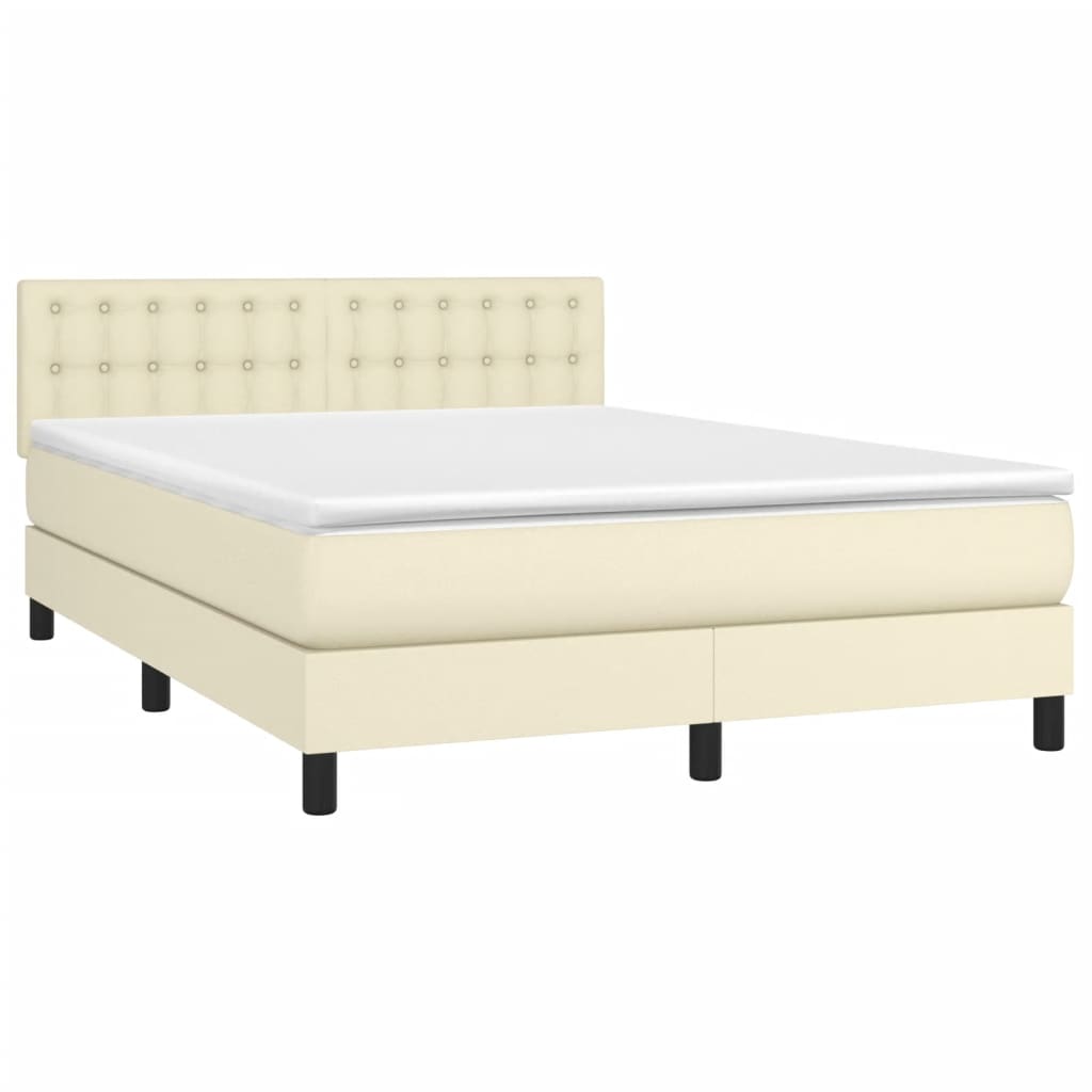 Sommier à lattes de lit avec matelas et LED Crème 140x200 cm - XIOS