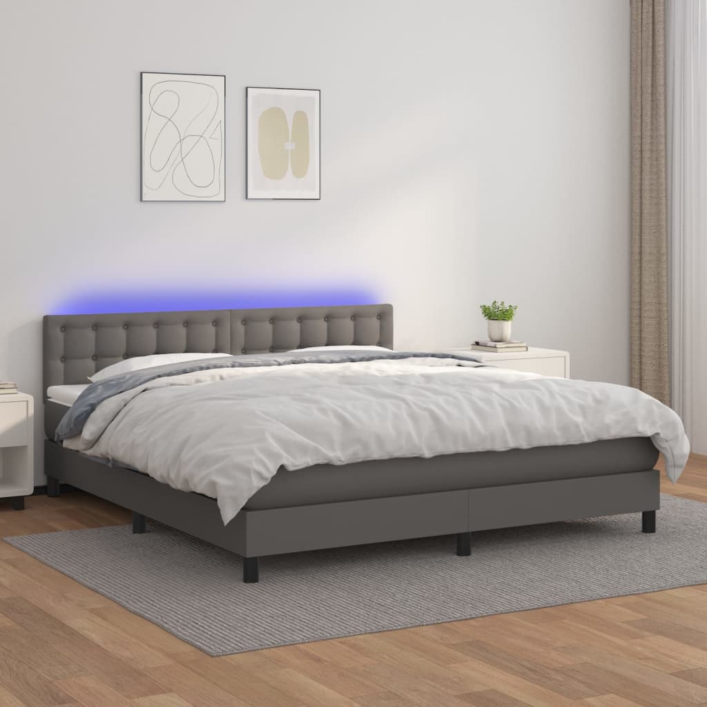 Sommier à lattes de lit avec matelas et LED Gris 160x200 cm - XIOS