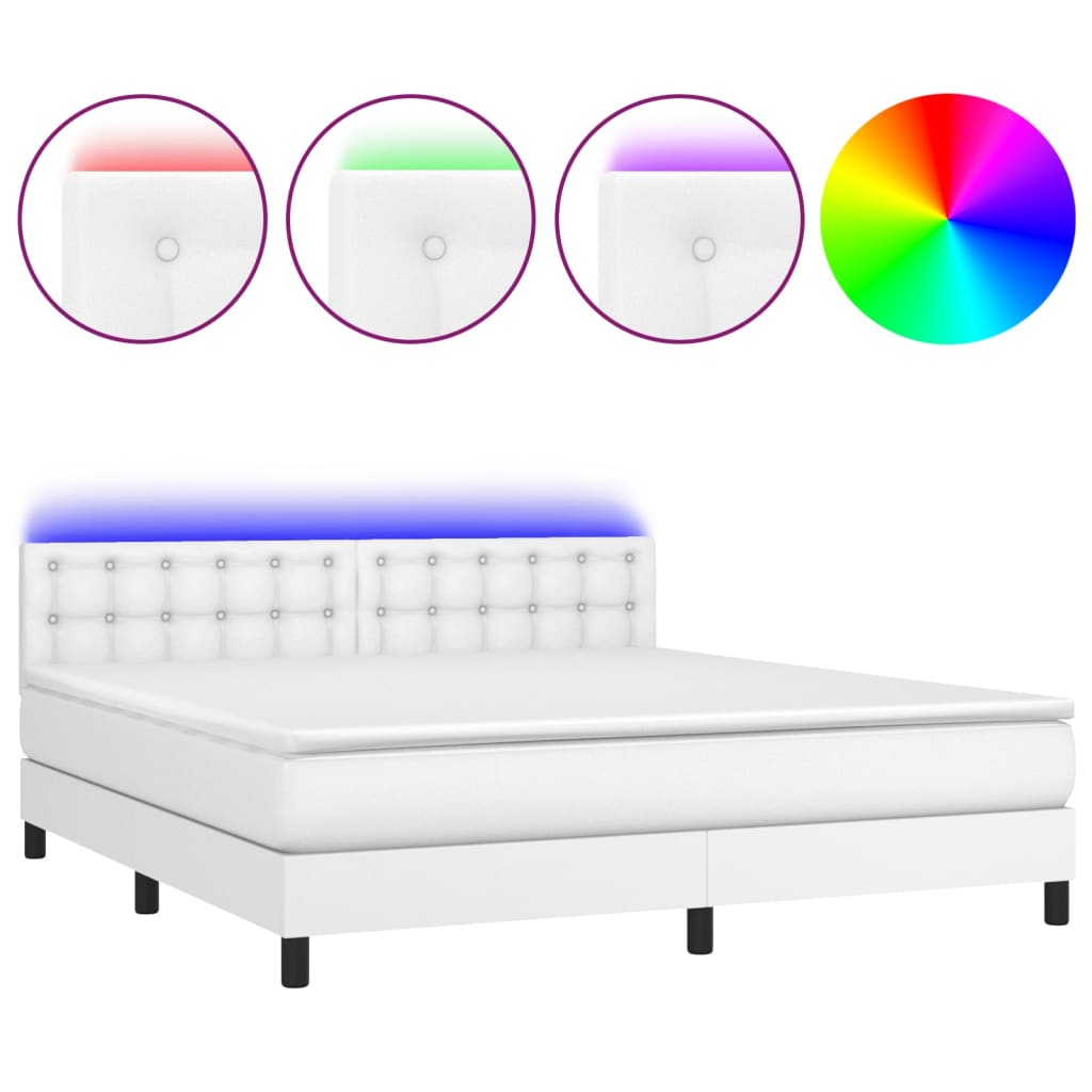 Sommier à lattes de lit avec matelas et LED Blanc 180x200 cm - XIOS