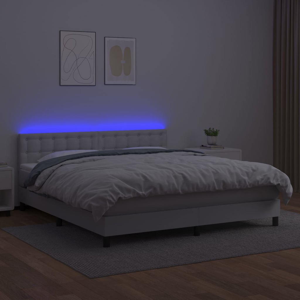 Sommier à lattes de lit avec matelas et LED Blanc 180x200 cm - XIOS