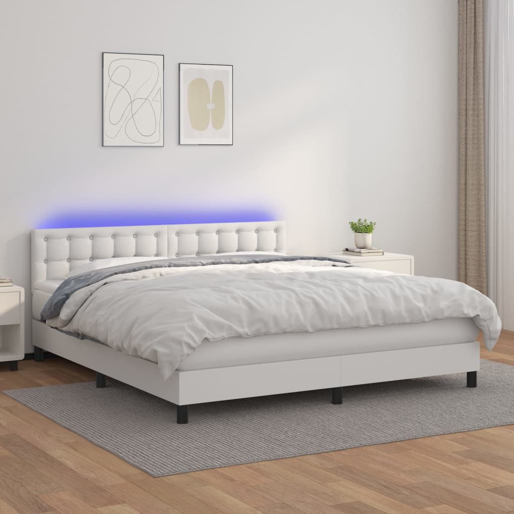 Sommier à lattes de lit avec matelas et LED Blanc 180x200 cm - XIOS