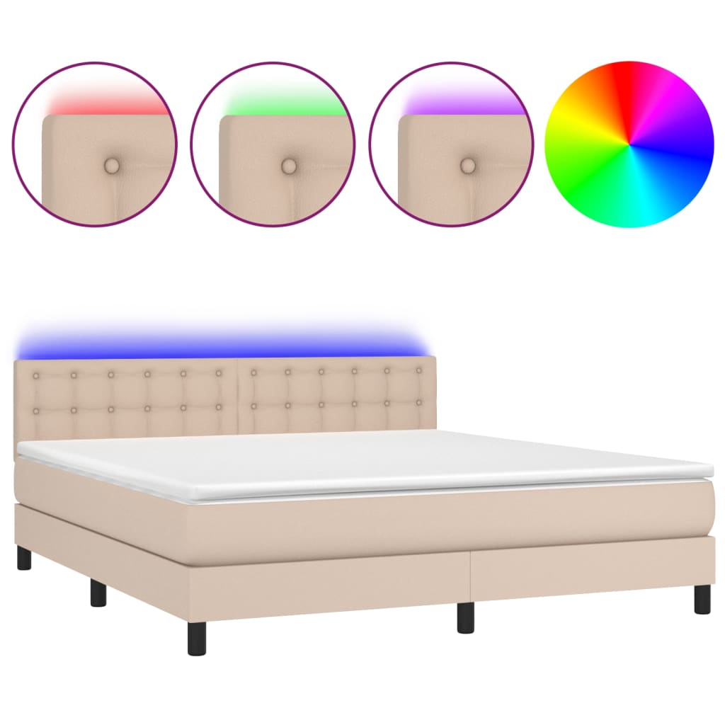 Sommier à lattes de lit avec matelas LED Cappuccino 180x200 cm - XIOS
