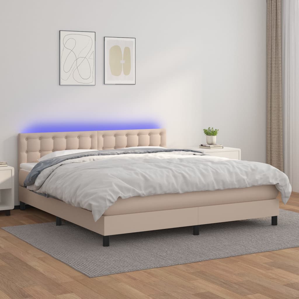 Sommier à lattes de lit avec matelas LED Cappuccino 180x200 cm - XIOS