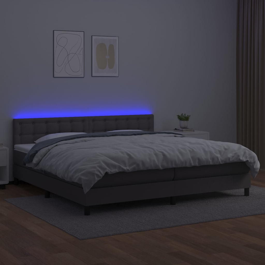 Sommier à lattes de lit avec matelas et LED Gris 200x200 cm - XIOS
