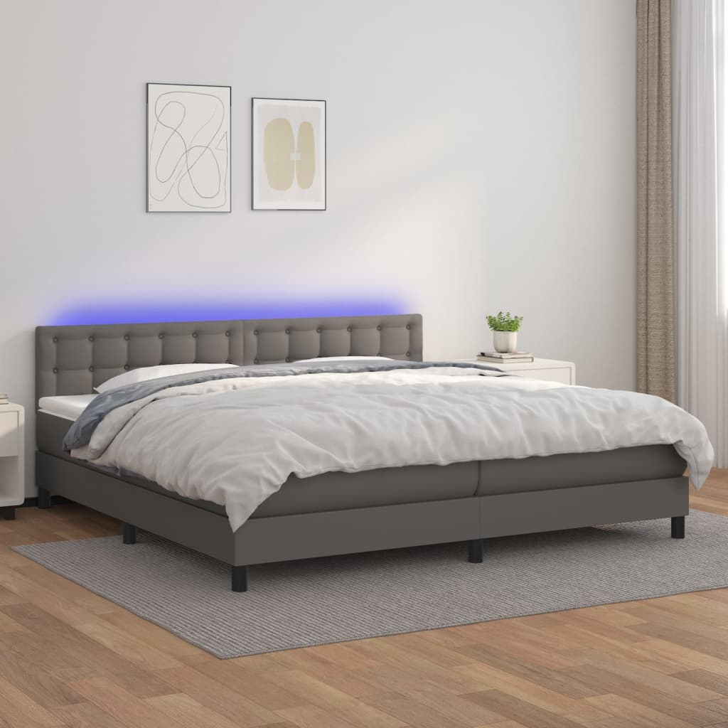 Sommier à lattes de lit avec matelas et LED Gris 200x200 cm - XIOS