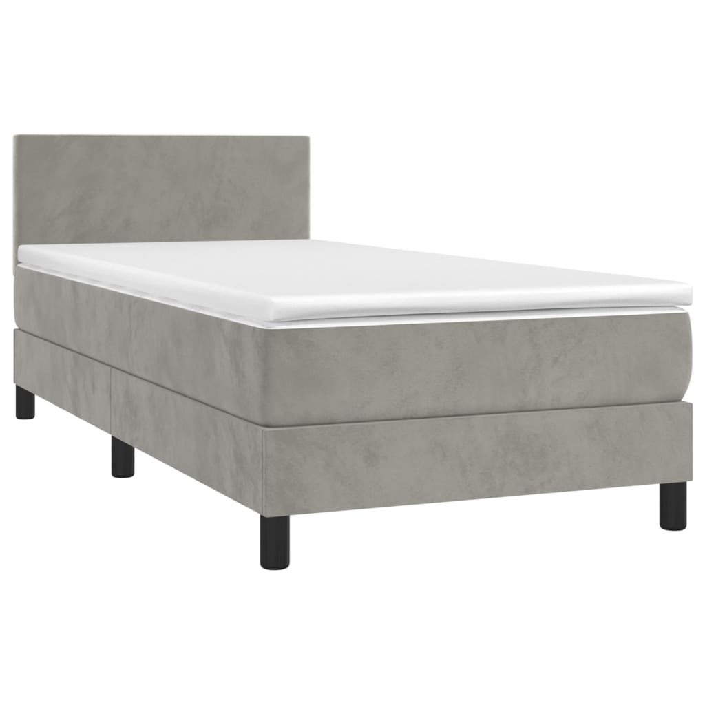 Sommier à lattes de lit avec matelas et LED Gris clair 90x190cm - XIOS