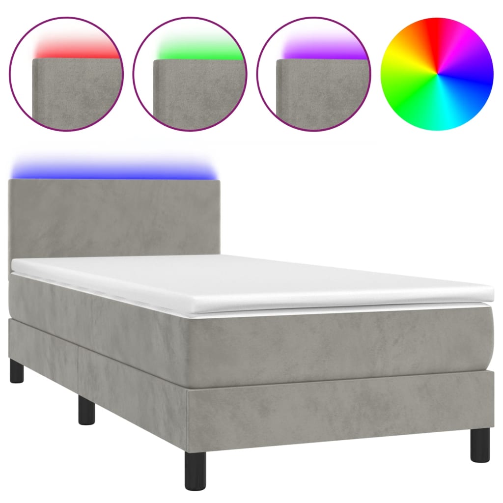 Sommier à lattes de lit avec matelas LED Gris clair 100x200 cm - XIOS