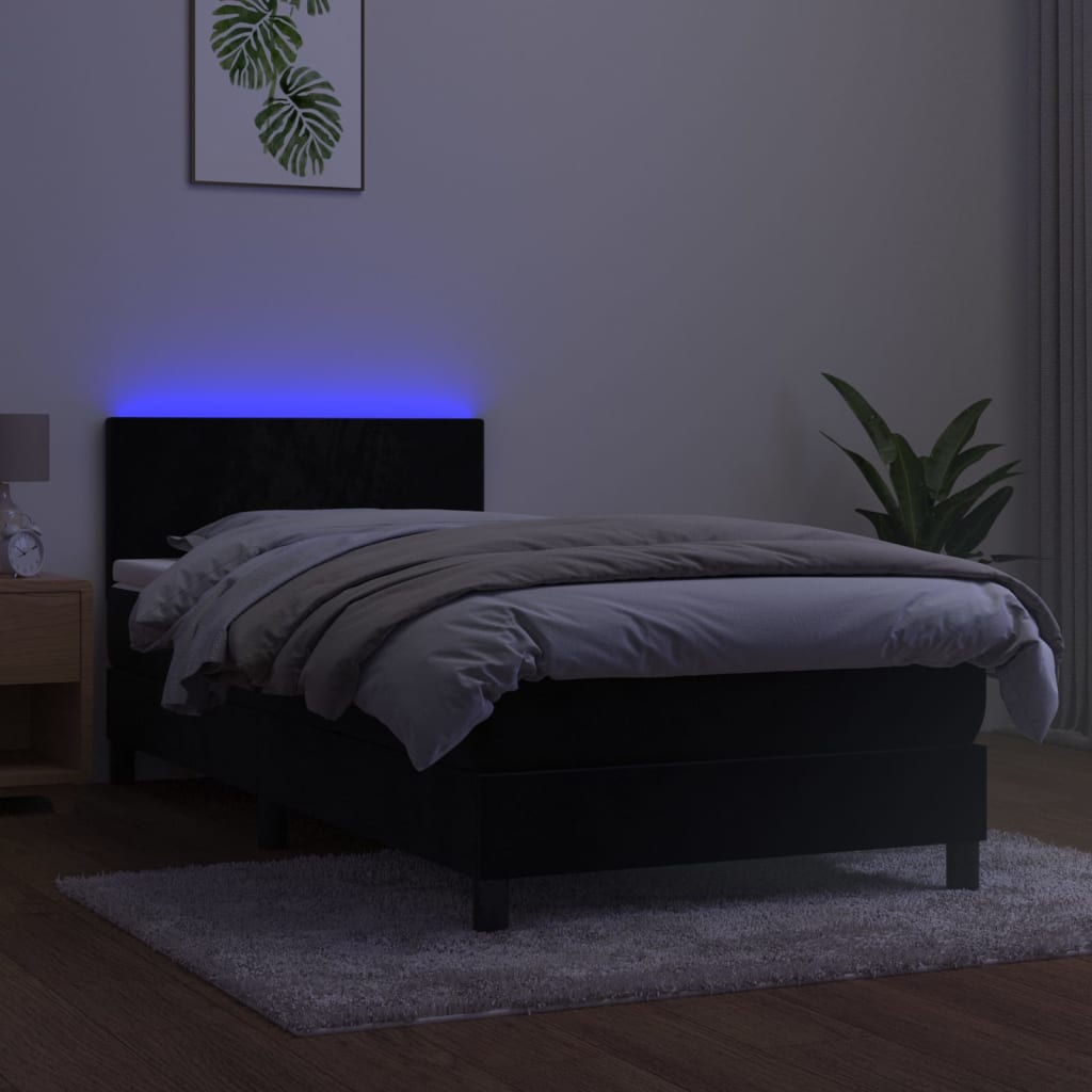 Sommier à lattes de lit avec matelas LED Noir 100x200cm Velours - XIOS