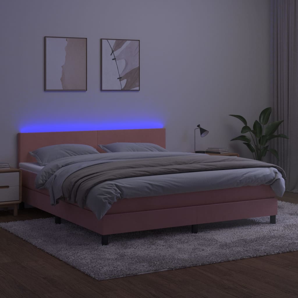 Sommier à lattes de lit avec matelas LED Rose 180x200cm Velours - XIOS