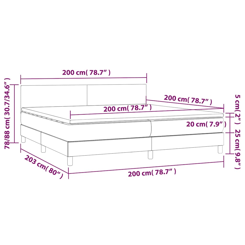 Sommier à lattes de lit avec matelas LED Gris clair 200x200 cm - XIOS