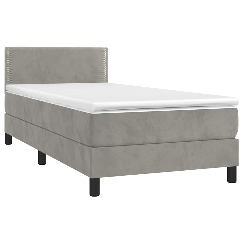 Sommier à lattes de lit avec matelas et LED Gris clair 90x190cm - XIOS