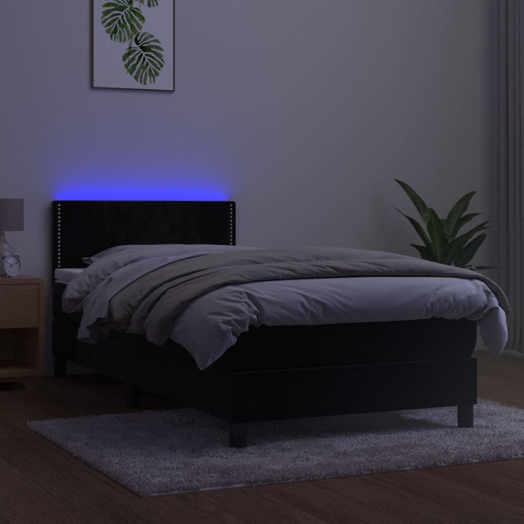 Sommier à lattes de lit avec matelas LED Noir 90x200 cm Velours - XIOS