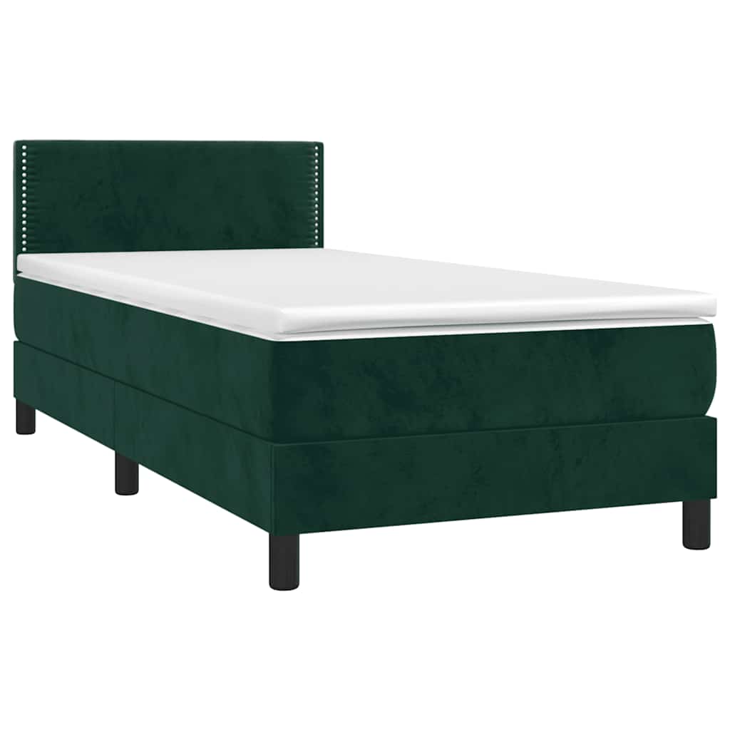 Sommier à lattes de lit avec matelas LED Vert foncé 100x200 cm - XIOS
