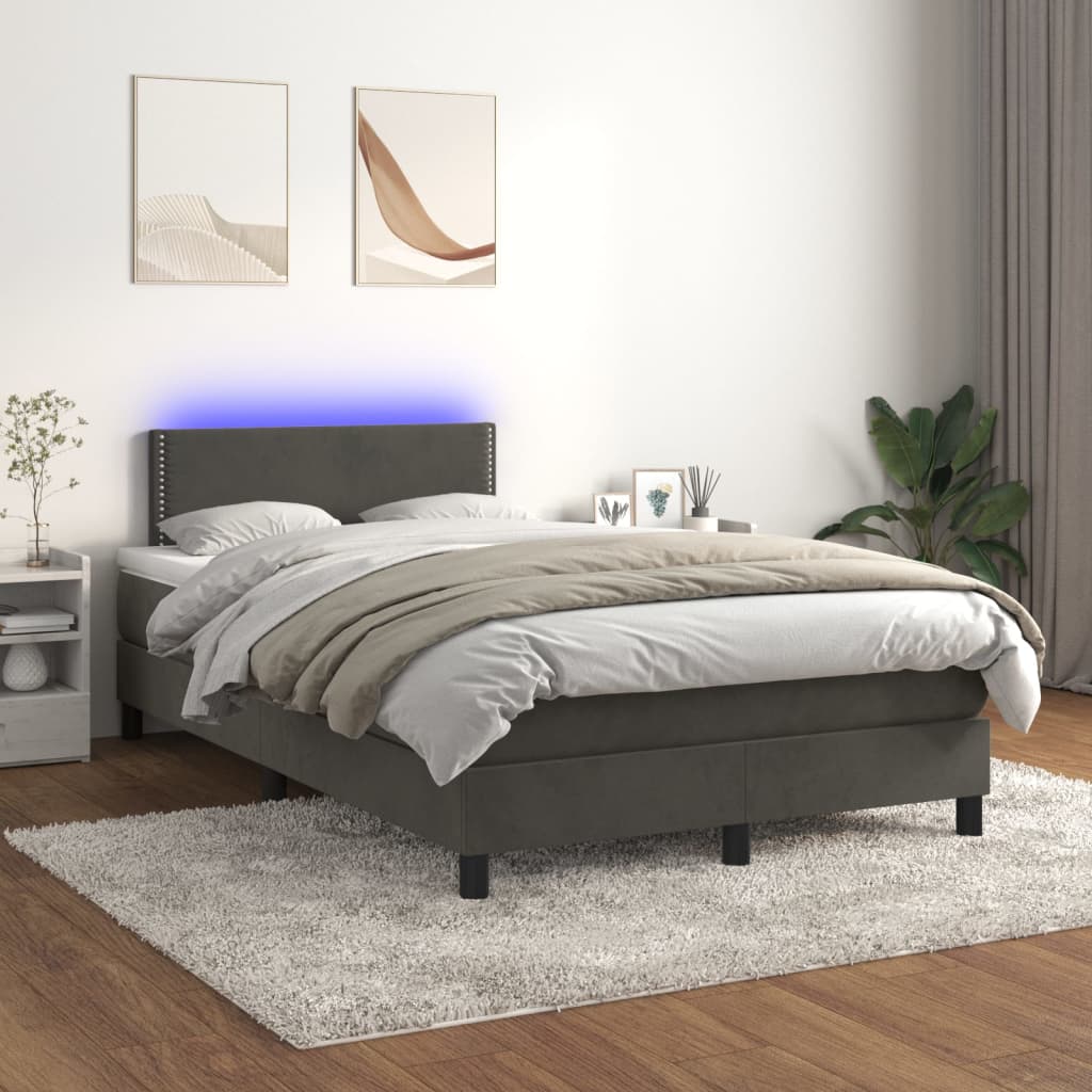 Sommier à lattes de lit avec matelas LED Gris foncé 120x200 cm - XIOS