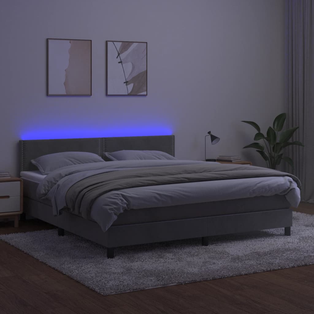 Sommier à lattes de lit avec matelas LED Gris clair 180x200 cm - XIOS