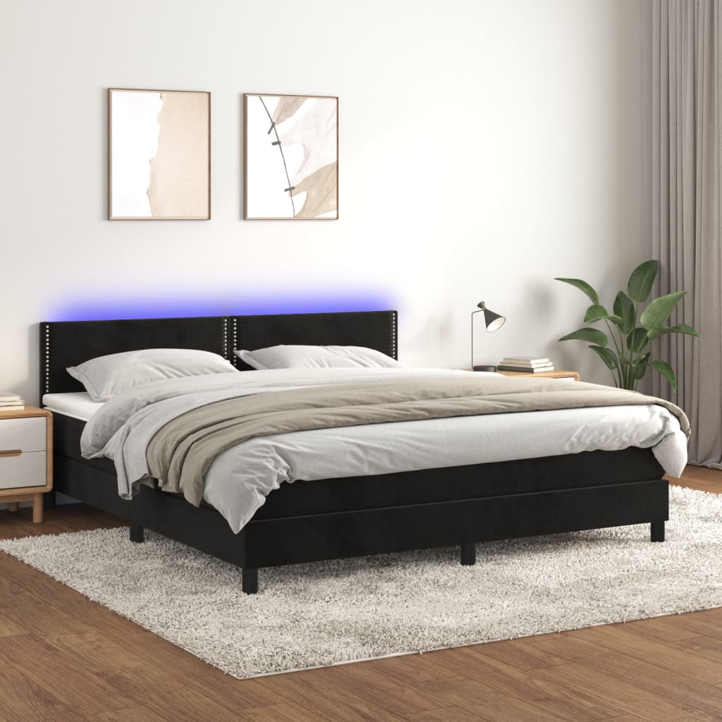 Sommier à lattes de lit avec matelas LED Noir 180x200 cm - XIOS