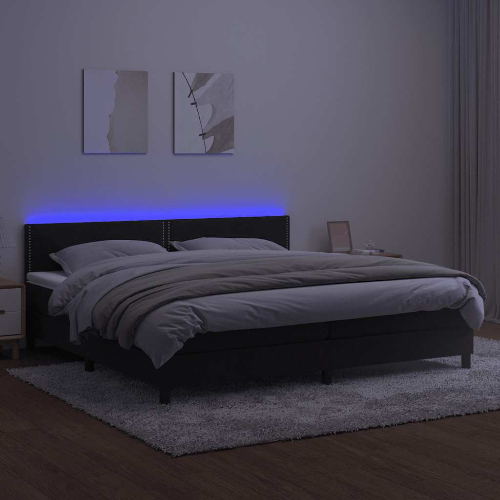 Sommier à lattes de lit avec matelas et LED Noir 200x200 cm - XIOS