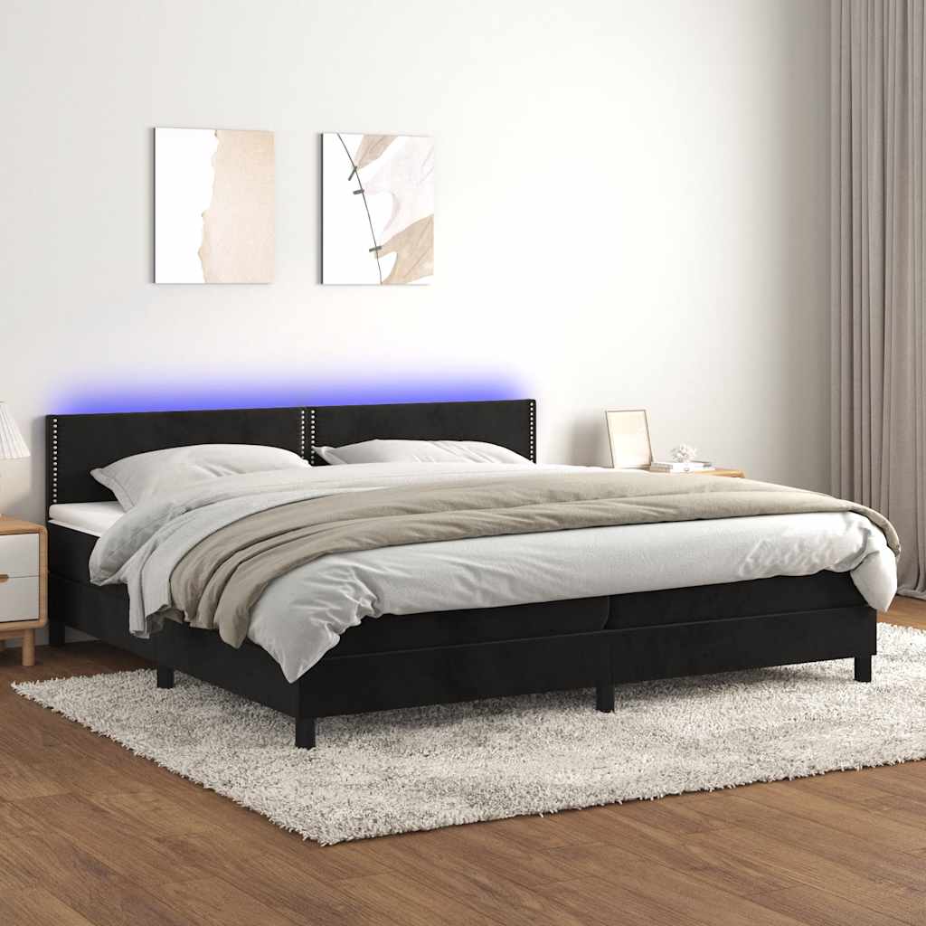 Sommier à lattes de lit avec matelas et LED Noir 200x200 cm - XIOS