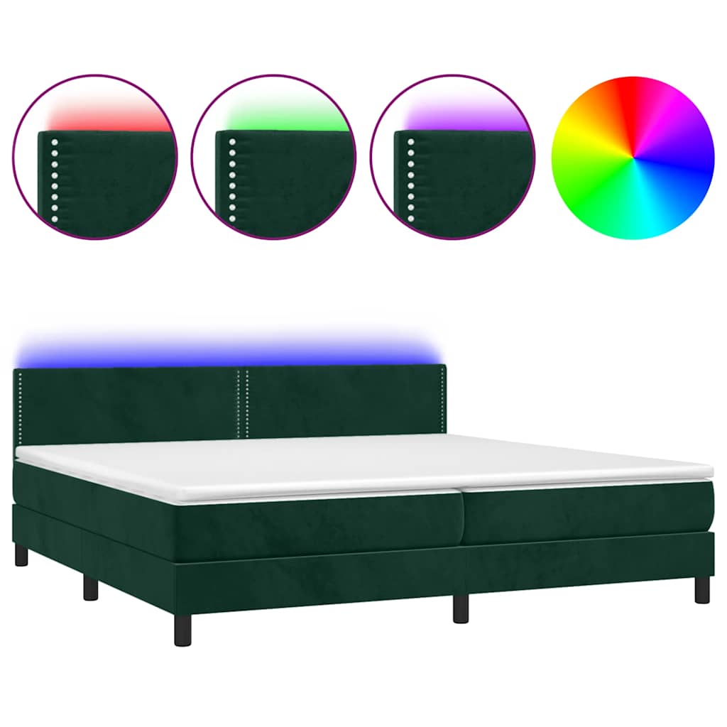 Sommier à lattes de lit avec matelas LED Vert foncé 200x200 cm - XIOS