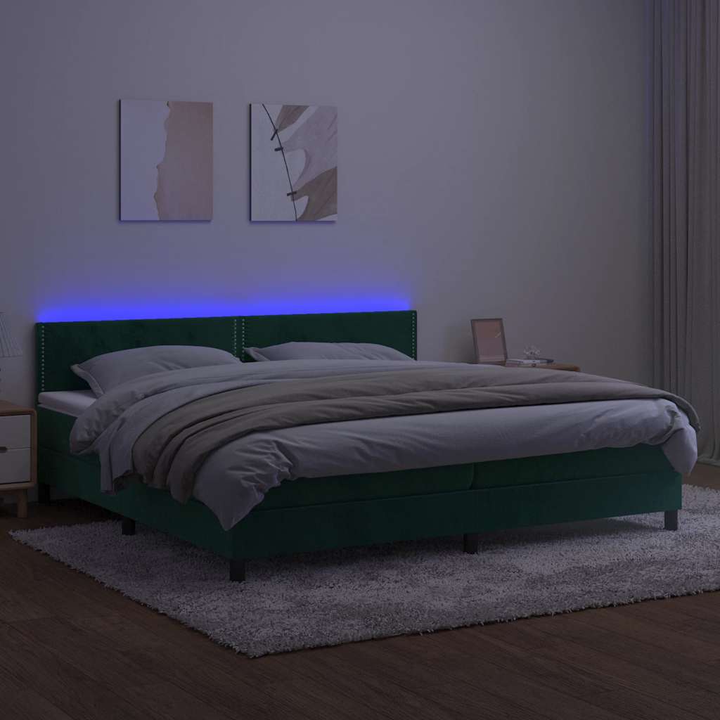 Sommier à lattes de lit avec matelas LED Vert foncé 200x200 cm - XIOS