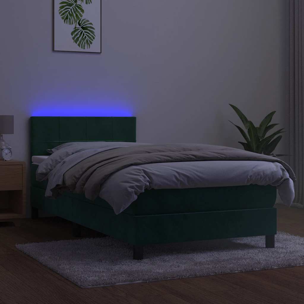 Sommier à lattes de lit avec matelas LED Vert foncé 100x200 cm - XIOS