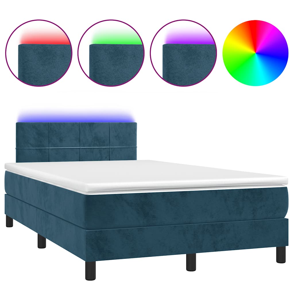 Sommier à lattes de lit avec matelas LED Bleu foncé 120x200 cm - XIOS