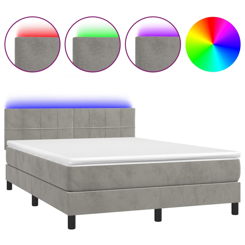 Sommier à lattes de lit avec matelas LED Gris clair 140x200 cm - XIOS