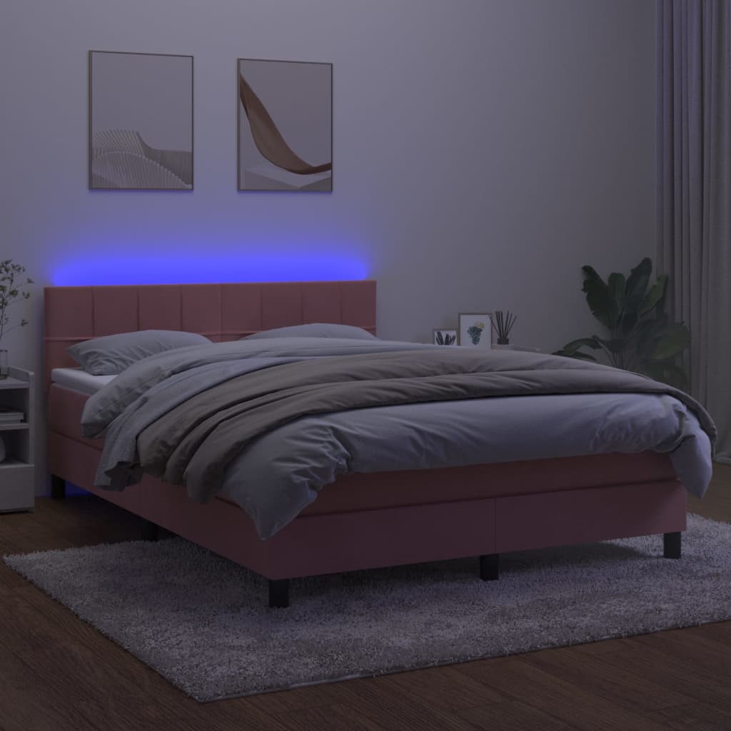 Sommier à lattes de lit avec matelas et LED Rose 140x200 cm - XIOS