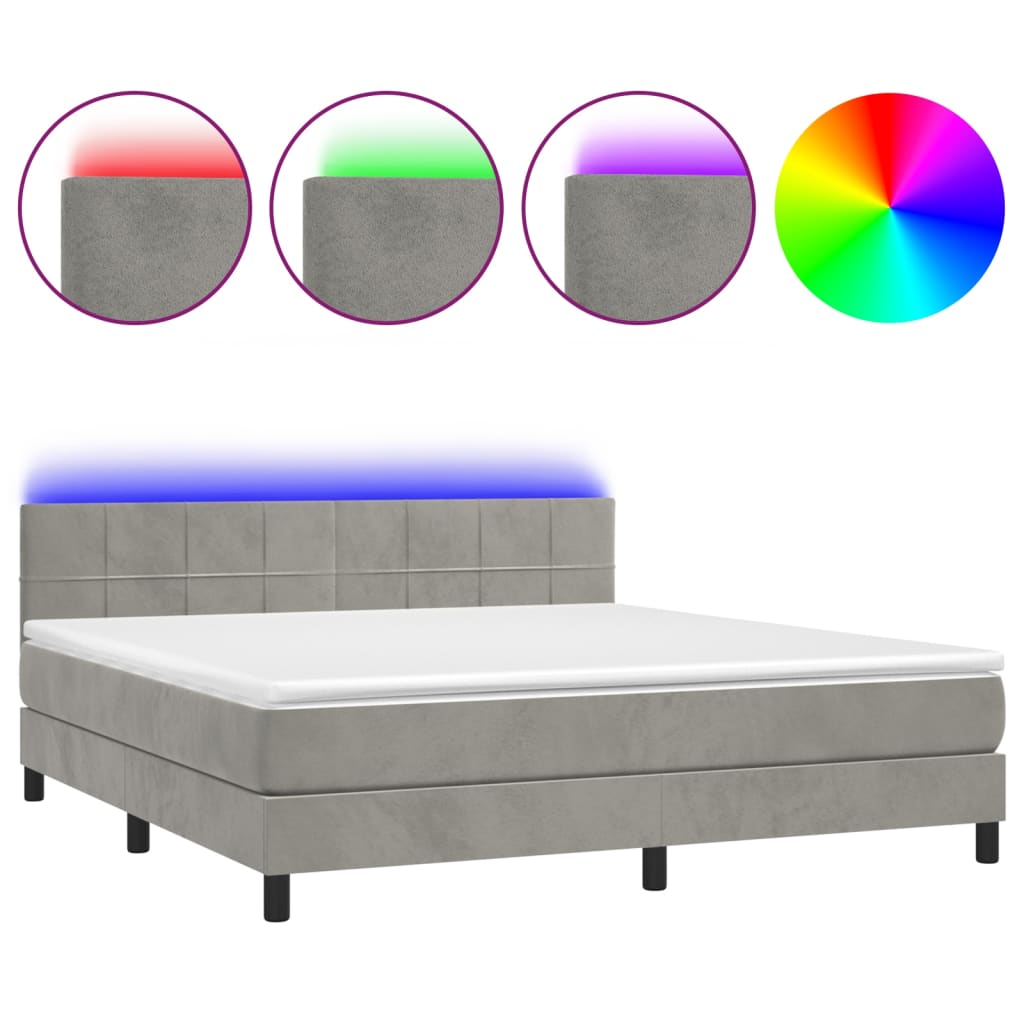 Sommier à lattes de lit avec matelas LED Gris clair 180x200 cm - XIOS