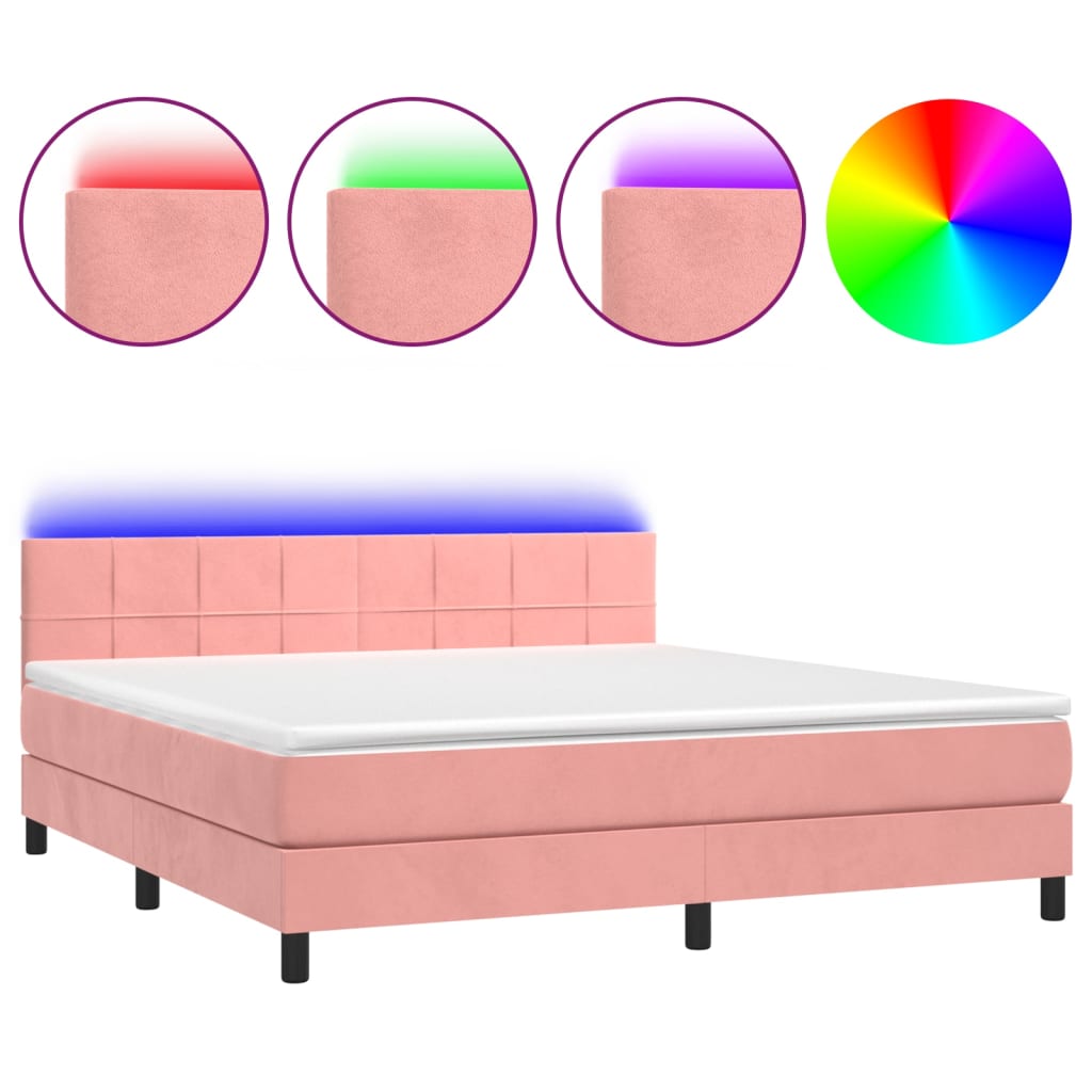 Sommier à lattes de lit avec matelas et LED Rose 180x200 cm - XIOS