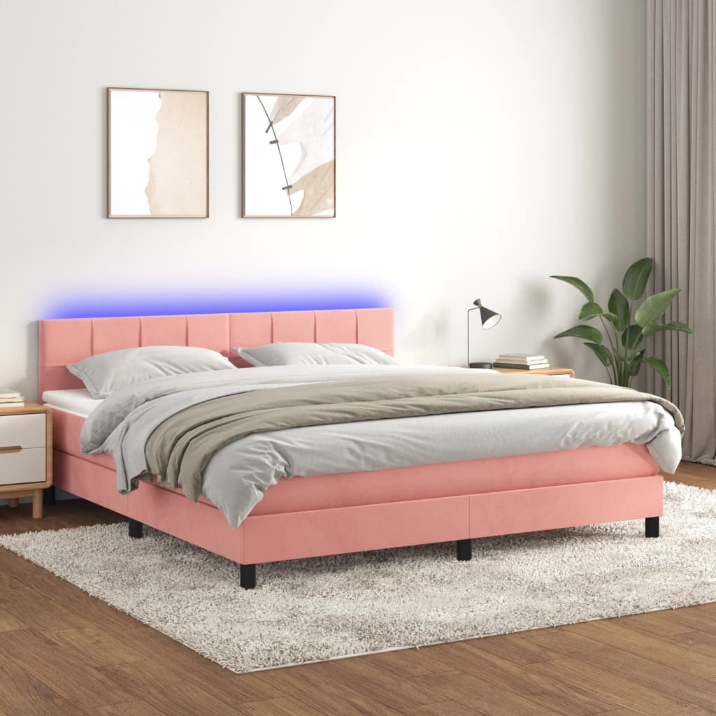Sommier à lattes de lit avec matelas et LED Rose 180x200 cm - XIOS