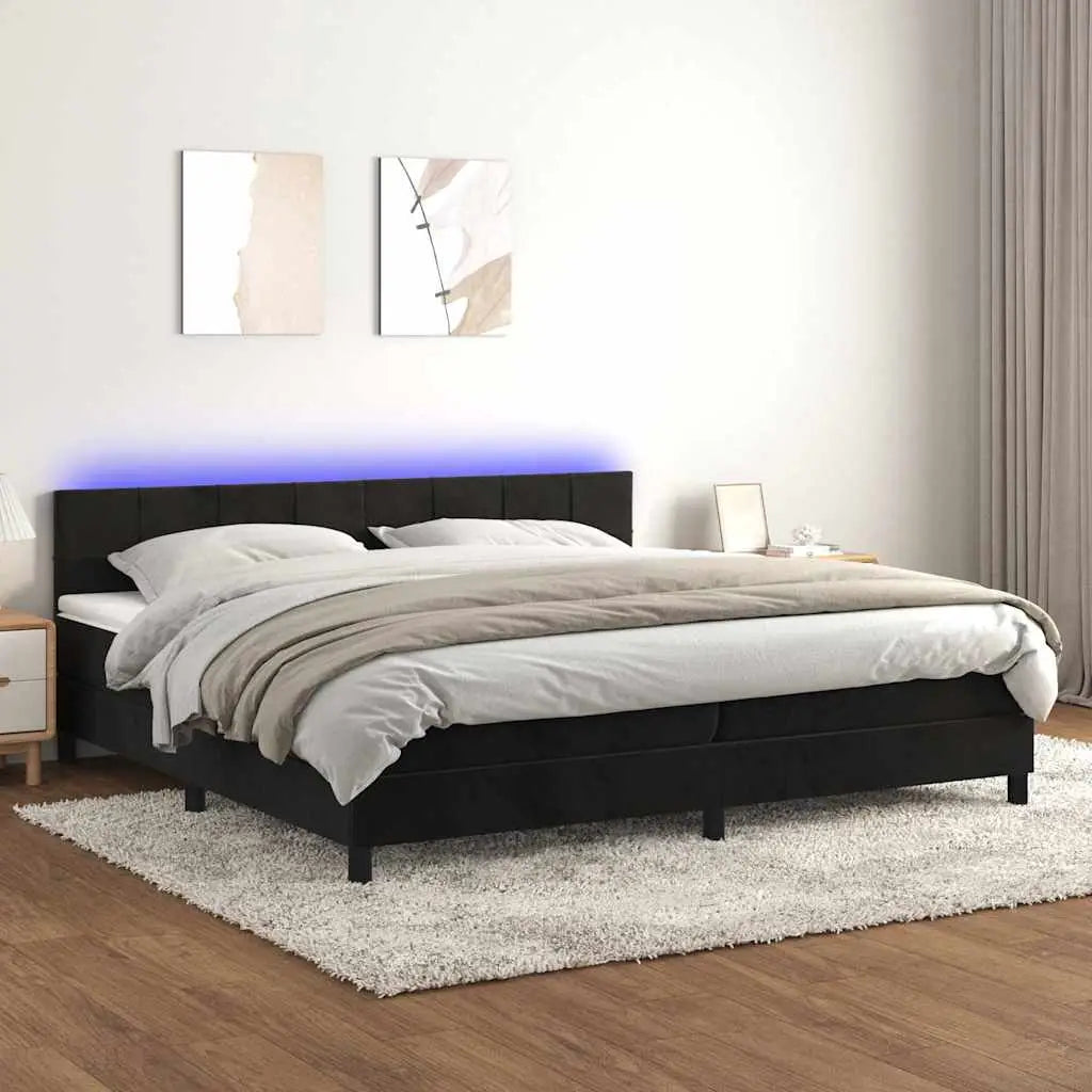 Sommier à lattes de lit avec matelas et LED Noir 200x200 cm - XIOS