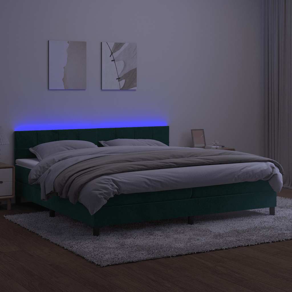 Sommier à lattes de lit avec matelas LED Vert foncé 200x200 cm - XIOS