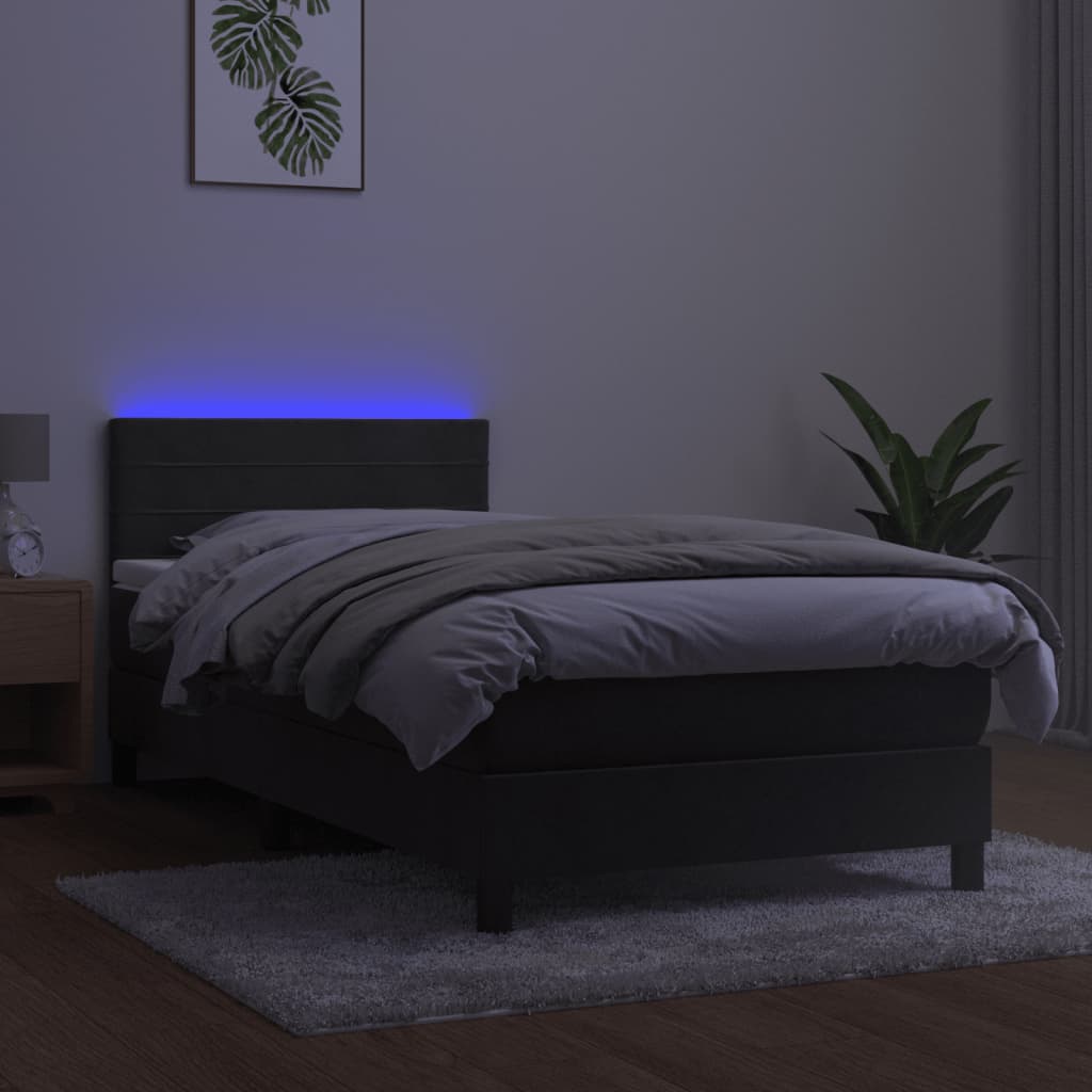 Sommier à lattes de lit avec matelas LED Gris foncé 100x200 cm - XIOS