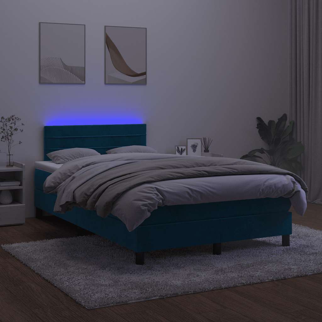 Sommier à lattes de lit avec matelas LED Bleu foncé 120x200 cm - XIOS