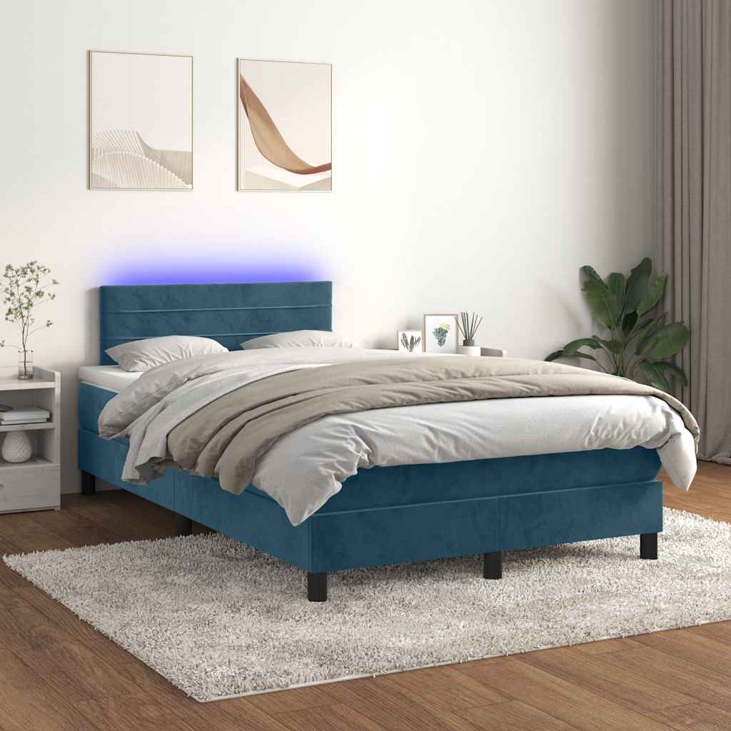 Sommier à lattes de lit avec matelas LED Bleu foncé 120x200 cm - XIOS