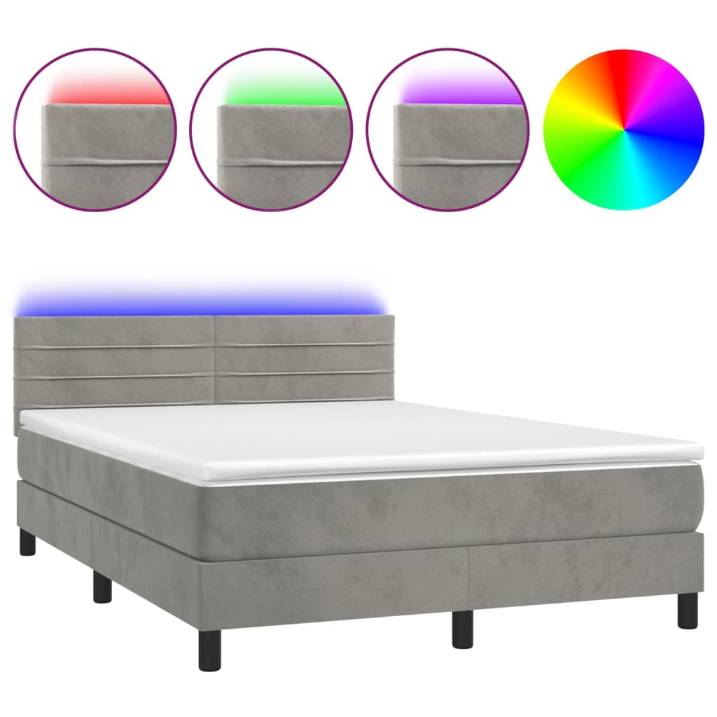 Sommier à lattes de lit avec matelas LED Gris clair 140x190 cm - XIOS