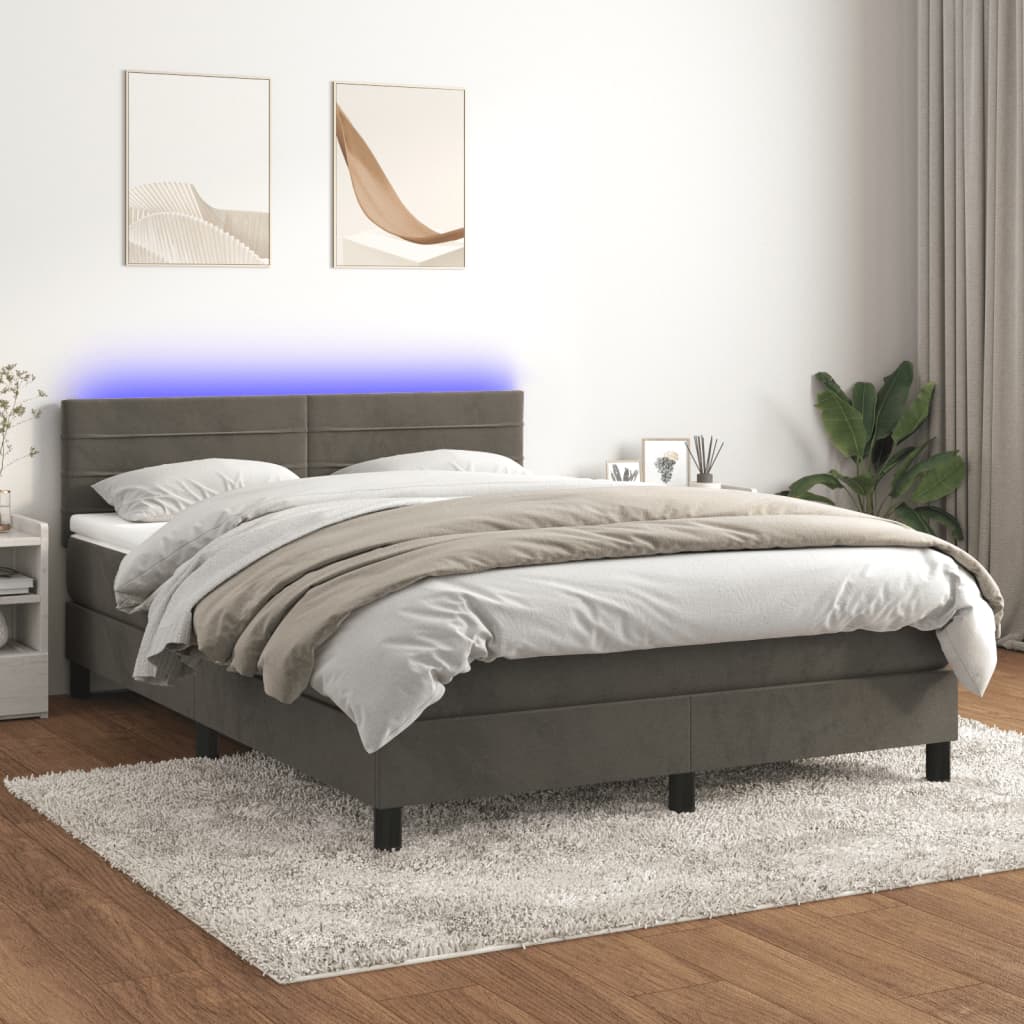 Sommier à lattes de lit avec matelas LED Gris foncé 140x190 cm - XIOS