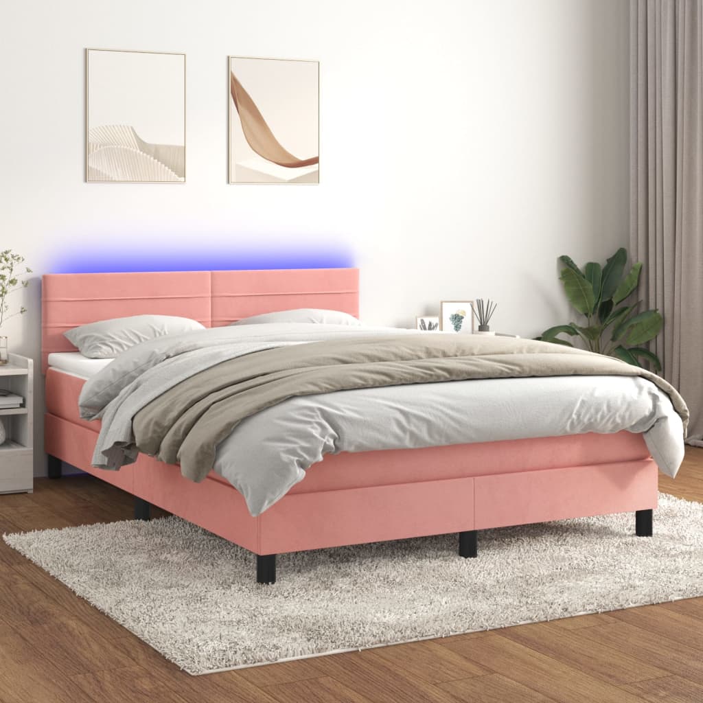 Sommier à lattes de lit avec matelas et LED Rose 140x200 cm - XIOS