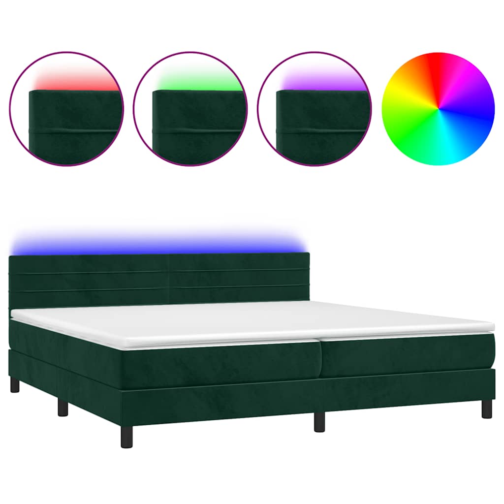 Sommier à lattes de lit avec matelas LED Vert foncé 200x200 cm - XIOS