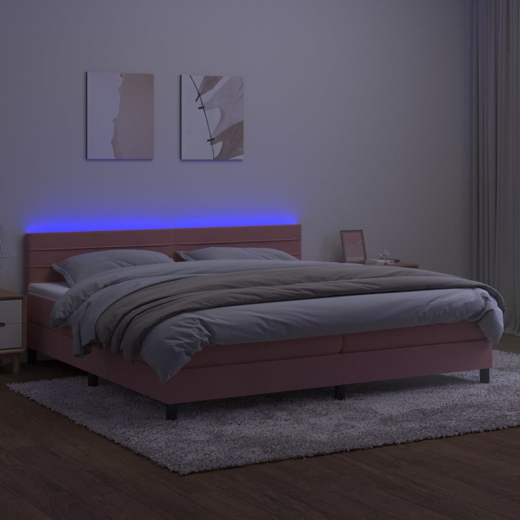 Sommier à lattes de lit avec matelas et LED Rose 200x200 cm - XIOS